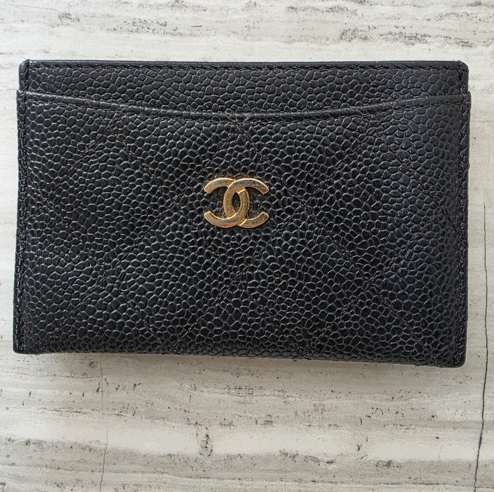 Authentic Chanel Black Leather Card Holder